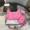 Re-Edition Luxury Designer Shoulder Bag 3-in-1 Crossbody Mini Hobo Handbag com bolsa destacável na alça de ombro Saffiano com acabamento em couro Saffiano Bolsa de compras de grande capacidade
