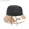 귀여운 소 인쇄 두꺼운 따뜻한 여자 버킷 모자 부드러운 푹신한 플러시 파나마 모자 야외 바람 방풍 여자 소녀 털복리 피셔 맨 모자 L230523
