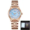 Нарученные часы Orkina Fashion Women Watch с Diamond Blue Ladies Top Auto Date Женские автоматические часы Relogio fominino