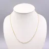 Chains AU750 Pure 18K Yellow Gold Necklace Hollow Square Curb Link Chain 4.2g / 18inch For Women Gift