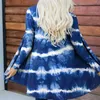 Kvinnors stickor Tie-Dye 3D Print Cardigan Women Autumn Casual Open Stitch Ladies Elegant Sweater Coat Blus kläder