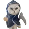 작은 고양이 할로윈을위한 고양이 의상 코스프레 의상 반사적 테두리 재미있는 휴일 망토 옷 애완 동물