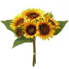 Kwiaty dekoracyjne sztuczny bukiet słonecznika sztuczny roślina kwiat domowy dom ogrodowy dekoracja ślubna DIY