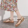 Kvinnor sommar ny bohemisk etnisk stil diamant romersk skor pärla klipp tå kinesisk stil strandskor resor lägenheter kvinnor skor