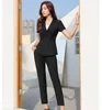 Kvinnors tvåbitar byxor Fashion Ladies Pantdräkter för kvinnor Business Black Blazer och Jacket Set Office Work Wear Clothes Pantsuits