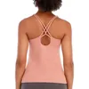 Camicie attive Cinghie Yoga Canotta Donna Corsa Reggiseno integrato Reggiseno sportivo Compressione Activewear Fitness Abbigliamento da allenamento senza maniche
