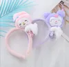 INS Fashion Kuromi Style Hair Sticks Handmade Plush Melody Cinnamoroll Design Washing Face Girl Kids Accessories