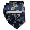 Noeuds Papillon Jacquard Floral Imprimé Slim Cravate Pour Homme Chemise Accessoire Bleu Marine Or 6.5 Cm Homme Cravate Et Clip Mode Mariage