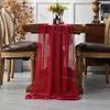 Bordslöpare 279x120Inch Wedding Table Runner Sheer Chiffon Luxury Colorful Rustic Boho Party Brud Shower Birthday Home Table Decoration 230605