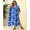 Ubranie etniczne seksowna afrykańska sukienka maxi eleganckie damskie damskie duże rozmiar na plażę nadrukowane wakacje swobodne krem ​​przeciwsłoneczny letnie vestido