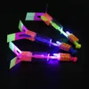 LED Light Sticks 10pcs Flying Toys Outdoor Shining Rocket Flashing Slings Elastic Helicopter Rotating Christmas Gift 230605