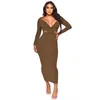 Abiti casual Maxi per abiti da bohémien femminile abito vintage donne autunno 2023 bodycon sexy vestido moen thread cavo