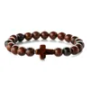 8mm pierre naturelle turquoise bracelet lave agate élastique croix charme bracelets pour hommes femmes