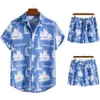 Survêtements pour hommes 2 pièces été plage florale Hai'an chemise vêtements de mode pour hommes shorts ensemble 2022 respirant frais et léger P230605
