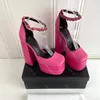 Designer sandaler dubbel plattform pumpar kvinnor läder glider höga klackar sommarpump