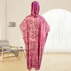 Vêtements ethniques 2023 Robes africaines pour femmes Été élégant O-cou polyester rose rouge longue robe musulmane Abaya Maxi