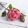 Fleurs décoratives 2Pc sensation hydratante artificielle Rose Bouquet de mariage mariée tenant fausse fleur décoration de la maison Arrangement