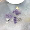 Charms 5sts Raw Amethysts Druzy Slab Pendants Bulk Paved Rhinestones Purple Quartz Geode Drusy Slice Halsband smycken grossist