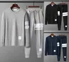 It-Thom Men Hoodies Sweatshirts الخريف الشتاء الشتاء القطن النقي قميص قميص متماسكة مخطط الذراع Crewneck Pullover بني أسود أبيض M-5XL P2