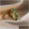 Band Rings Luxury Green Crystal Irregar Gold For Woman Neo Gothic Jewelry High End Zircon Setting Accessories Korean Fashion Drop De Dhdgy