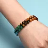 Charm Pulseiras Pedra Natural 7 Chakra Contas Coloridas Feito à Mão Tecido Duplo Amizade Renda Pulseira Homens Mulheres Jóias Ioga Acessórios