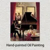 Modern Canvas Art Piano Jazz Brent Heighton Handmade Figurative Oil Painting Contemporary Wall Decor for Living Room