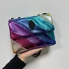 Borsa di lusso con testa d'aquila arcobaleno borse firmate a tracolla per donna borsa a tracolla in pelle nera cucita a righe borsa a tracolla classica in metallo regolabile XB003 C23