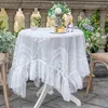 Bord trasa vita spetsar bröllopsfest bordsdekoration blommor bord trasa soffbord täcker heminredning picknick filt r230605