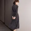 Casual Kleider 2023 Koreanische Mode Frauen Blumen Kleid Weibliche Gedruckt Bodenbildung Frau Vintage Büro Dame Stil Kleider Feminie Kleidung