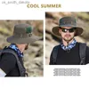 Men's Cap Breathable Mesh Solid Color Bucket Hat Boonie Hat Fishing Cap Camping Hiking Anti-UV Sun Hat Wide Brim Fisherman Hat L230523