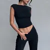 Women's T Shirts Black Short Sleeve Crewneck Backless Crop Women Summer Fashion Sexy Tan Tee Top Club Street Wear Clothes T-shirt 2023