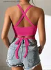 Женские танки Camis Solid Crisscross Rib Rib Top Cami Top для женщин Летняя клубная вечеринка сексуальная рукавочная уличная уличная одежда Y2K Одежда 2023 T230605