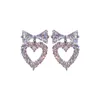 Charm Simple Female Earrings Stamp Plata Heart Crystal Earrings Women Glamour Women Wedding Jewelry Gift R230605