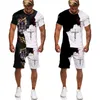 Trainingsanzüge Sommer 3D Lion Cross Print Herren T-Shirt/Shorts/Set Kurzarm Jesus Love Everyone Christian Street Wear 2 Stück P230605