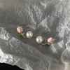 Boucles d'oreilles perle artificielle boucle d'oreille tulipe pour les femmes fête mode coréenne tendance mariage couleur or métal accessoires bijoux
