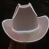 Berets Cowgirl Hat Luminous Led Western Cowboy For Bachelorette Party Country Wedding Glow In The Bridal Bride