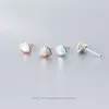 Pendientes de tuerca COLUSIWEI, Plata de Ley 925 auténtica, bonita carcasa de esmalte azul para mujer, serie Ocean, alfiler de oreja, joyería fina, regalo para niña