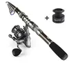 Varas de pesca para barco Sougayilang 1,8-3,3 m Fibra de carbono Spinning Fishing and 131BB Fish Reel Combo Telescopic Fishing Pole Spinning Reel Kit 230603