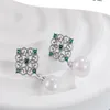 Boucles d'oreilles en perles de créateur pour femmes, boucles d'oreilles de luxe en cristal d'or, bijoux en argent 925, bijoux classiques pour femmes