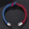 Bracelets porte-bonheur hommes Double couche multicolore noué corde Bracelet pour femme couleur argent acier inoxydable aimant boucle Infinity Couple