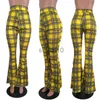 Dames Broek Capri ANJAMANOR Plaid Print Hoge Taille Flare Broek voor Vrouwen 2020 Mode Sexy Bell Bottom Broek Casual Broek D91-CC26 J230605