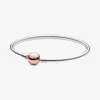 Ny DIY kvinnlig modepärlaformad spänne hård kropp PDL-metallarmband Kvinna DIY Slumpmässig matchning 925 Silver/Rose Gold Bangle Girl Jewelry Gift Bangle