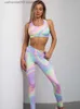 Women's Tracksuits NORMOV Gradient Sports Set Printing Gym Set Sexy Tie Dye Set Push Up Bra+High Waist Leggings Fitness Women's Tracksuit 2022 T230605