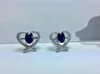 Stud Earrings Love Heart Sapphire Earring Natural Real 925 Sterling Silver Fine Jewelry 4 6mm 2pcs