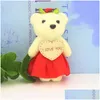 Fyllda plyschdjur älskar varumärke Toy Bear Doll Cartoon Bouquet Bag Flower Wedding Liten Gift Pendant 11cm 2124 T2 Drop Delivery Toy DHGFZ