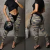 Women's Two Piece Pants Women's Set 2023 Fashion Street Solid Color Suspenders Jacket And Camouflage Pu Leather Stitching Leggings