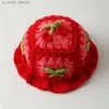 INS creux cerise tricoté pêcheur chapeaux pour femmes à la main rouge correspondant bassin chapeau printemps été soleil chapeau L230523