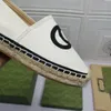 Interlocking G Canvas broderade espadrilles loafers skor sommarslip på jute plattform sandaler handgjorda sko för kvinnor avslappnad luxe lägenheter fabrikskor