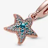 Novo S925 Sterling Silver Color Ocean Series Flamingo Starfish Shell Charm Fit Original Pandora Pulseira para Mulheres Jóias Entrega Gratuita