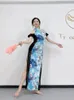 Сценическая одежда для танцев на животе 2023 High Slit Cheongsam Классическое сексуальное восточное платье